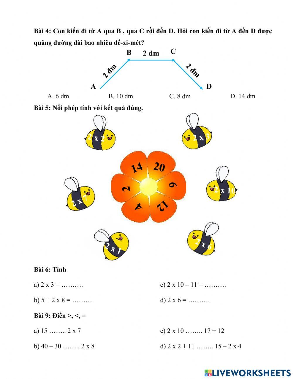 Luyện tập Bảng nhân 2