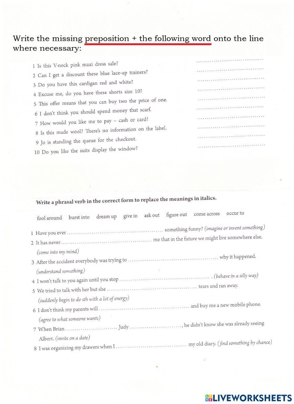 Prepositions and phrasal verbs