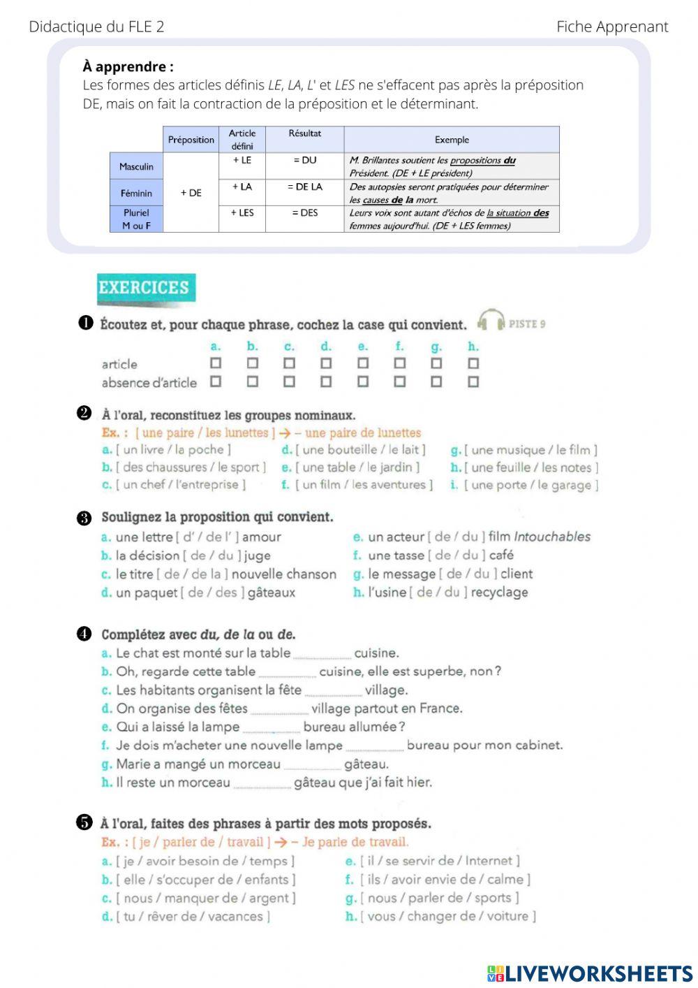Determinant partitif et effacement - B1