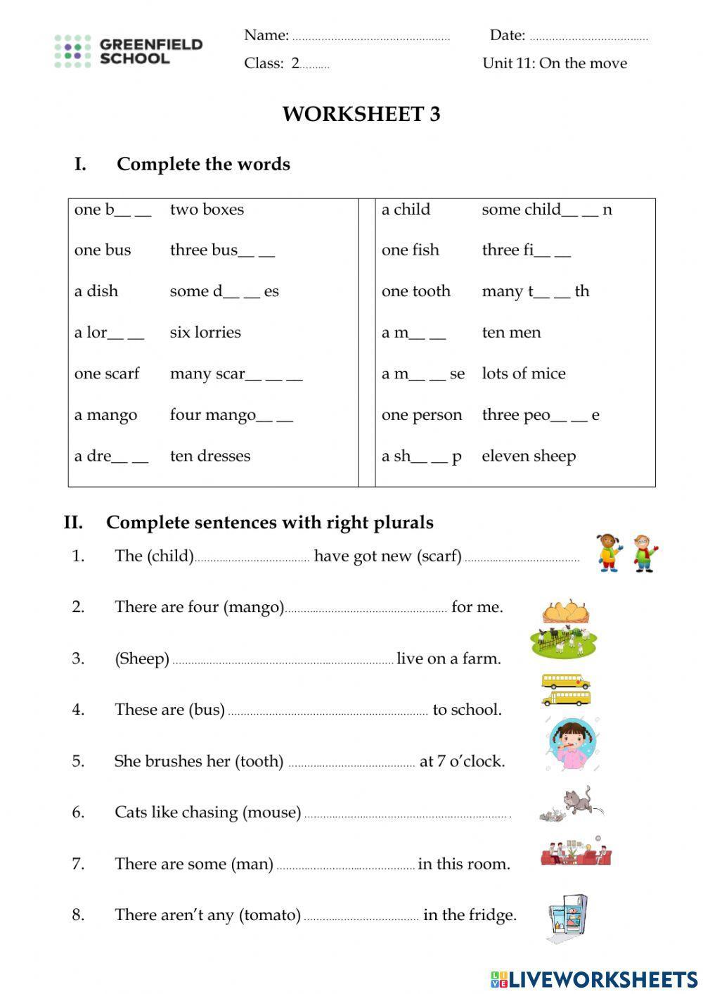 Unit 11 On the move Worksheet 3
