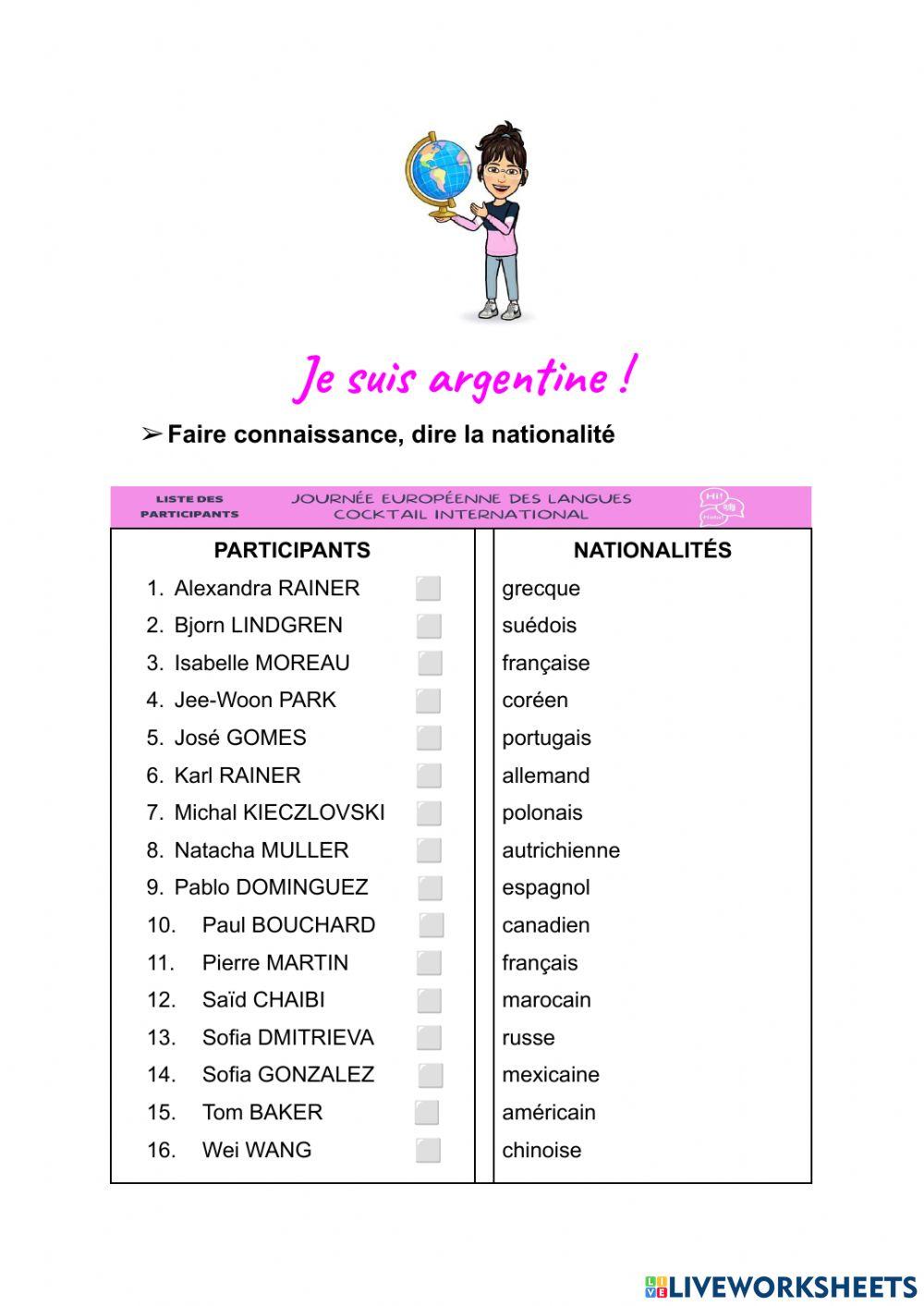 Faire con naissance, dire la nationalité