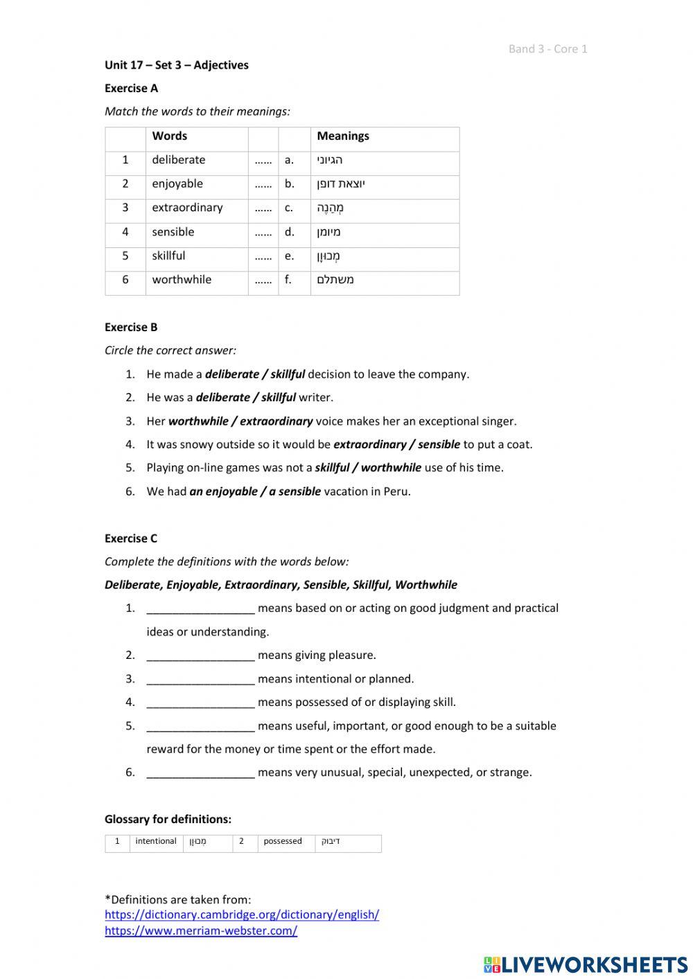 Band 3 (Core 1) - Unit 17 - Set 3