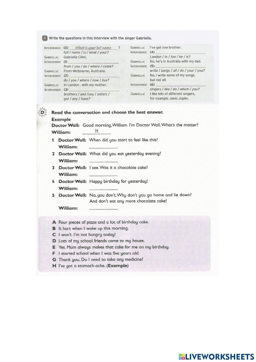 Question words dialogues