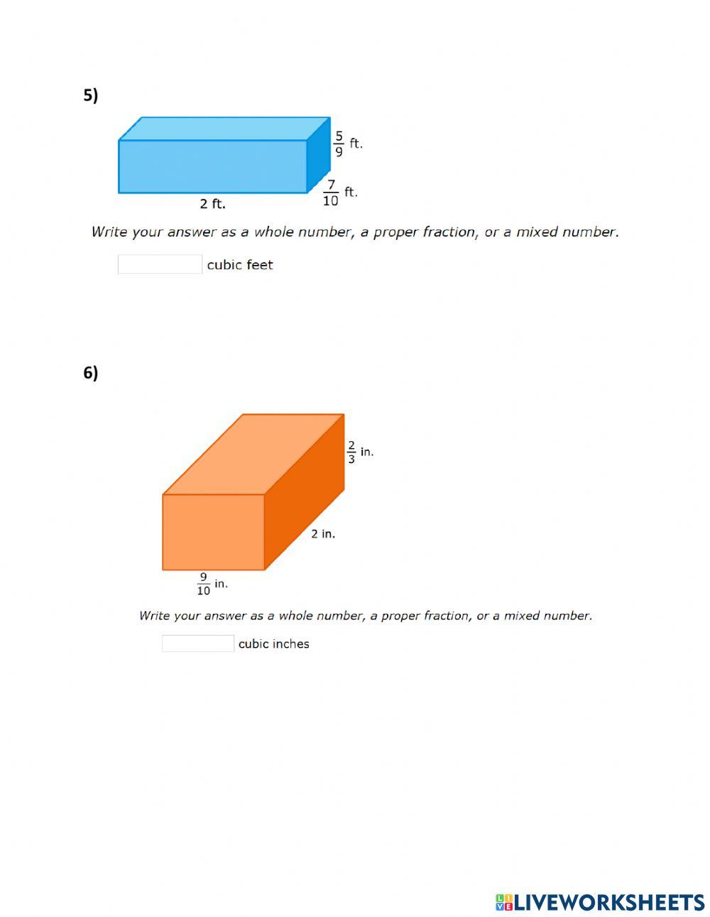 Volume of Prism with Fractional Sides