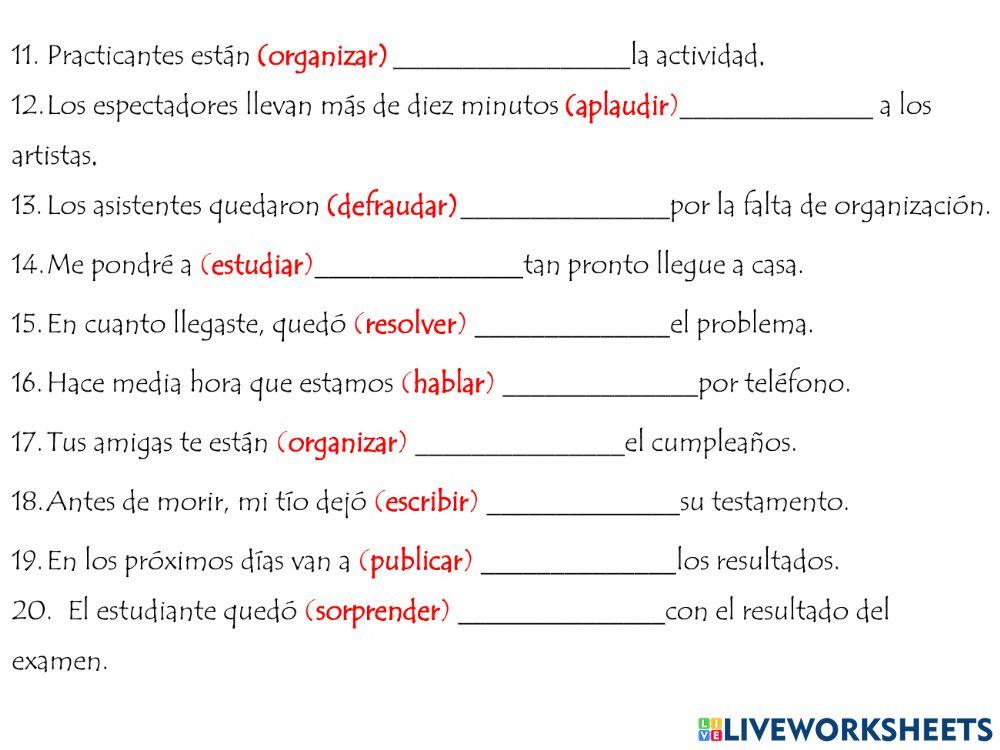 Formas no personales del Verbo (Verboides)