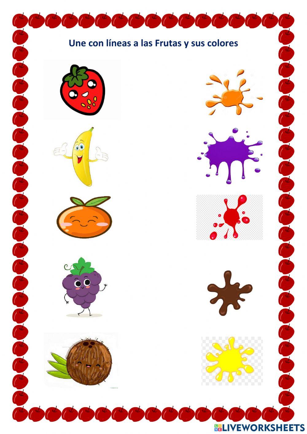 Une con líneas a las Frutas y sus colores