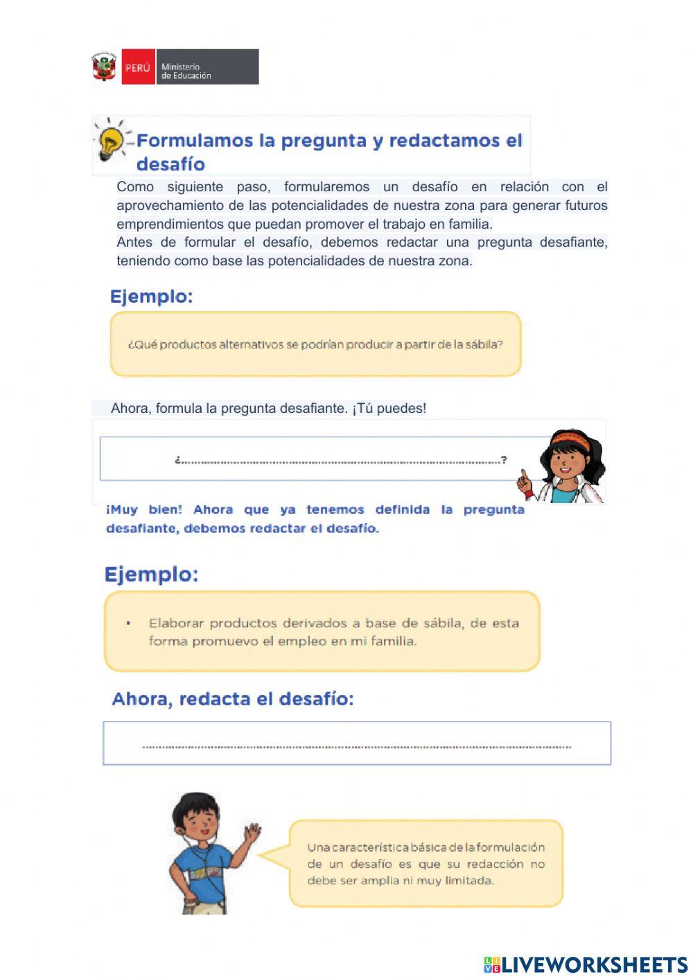 Formulamos el desafío aprovechando las potencialidades de nuestra zona y recogemos información de la familia
