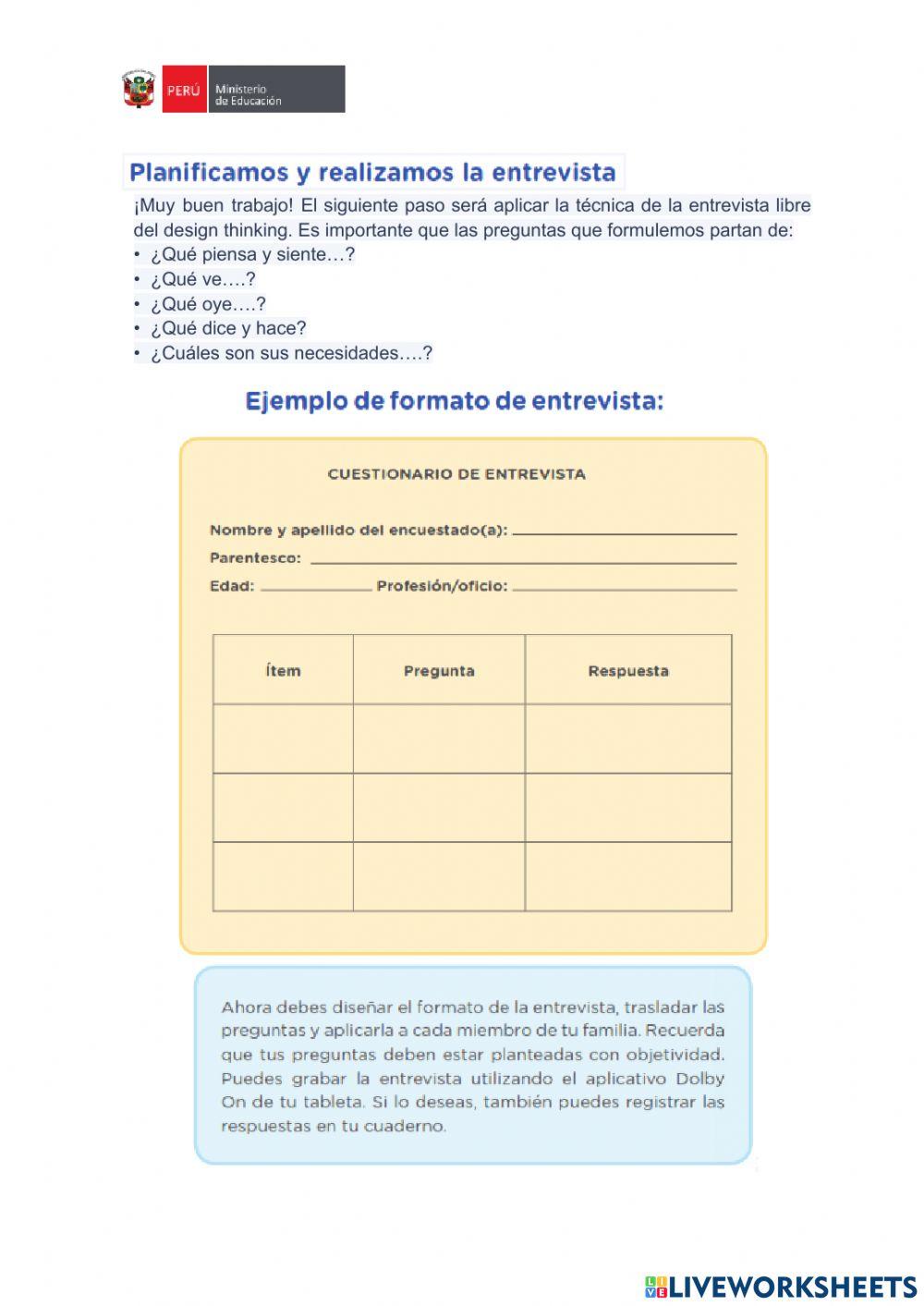 Formulamos el desafío aprovechando las potencialidades de nuestra zona y recogemos información de la familia