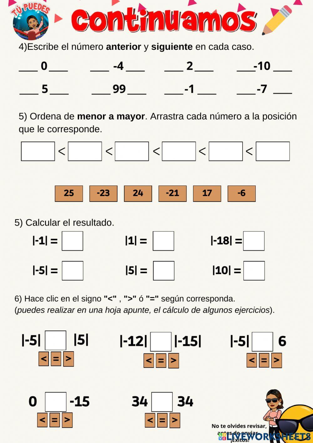 Recta numérica. Orden y Módulo