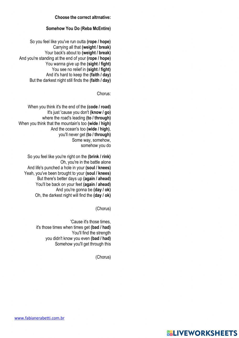 Somehow You Do (Reba McEntire)