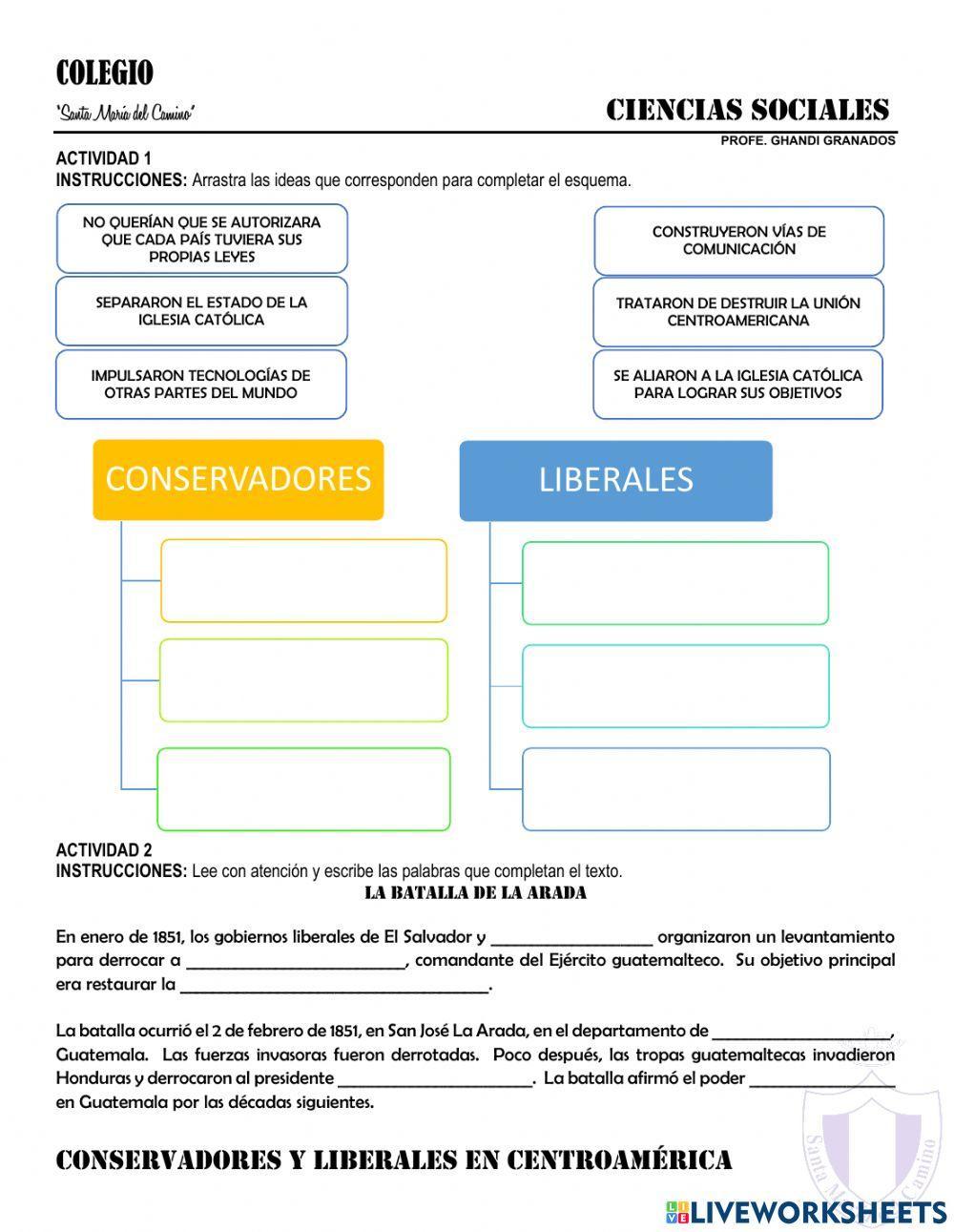 Conservadores y liberales en centroamérica