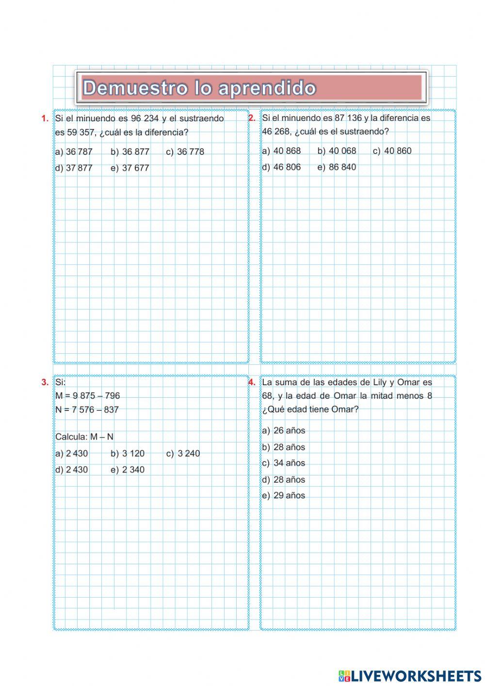 Resta de Números Naturales