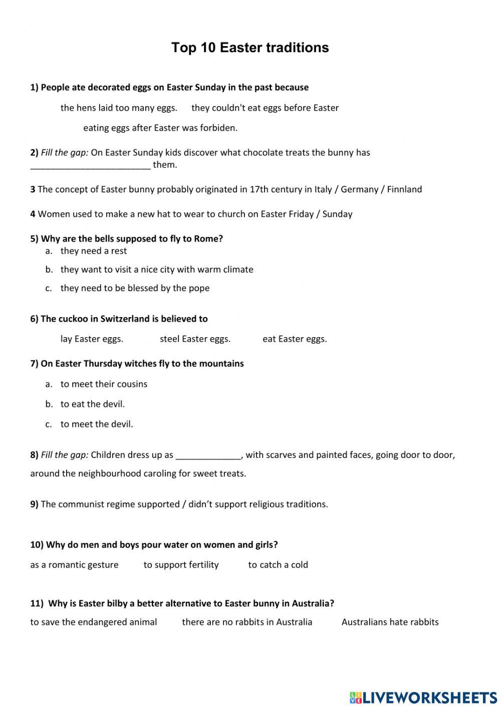 Top 10 Easter tradtions