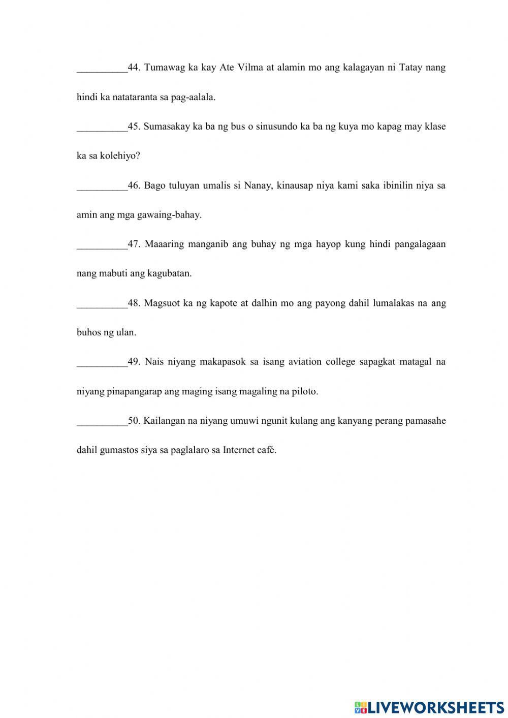 Ika-apat na lagumang pagsusulit sa filipino 6