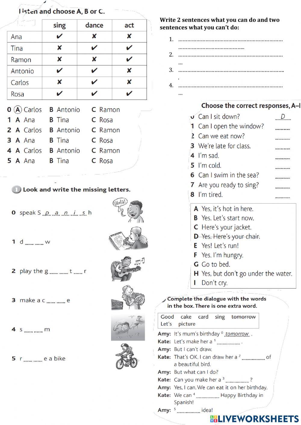 u6 3a online exercise for | Live Worksheets