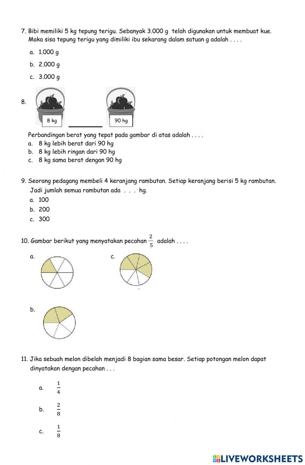 Penilaian akhir math for fun worksheet live worksheets