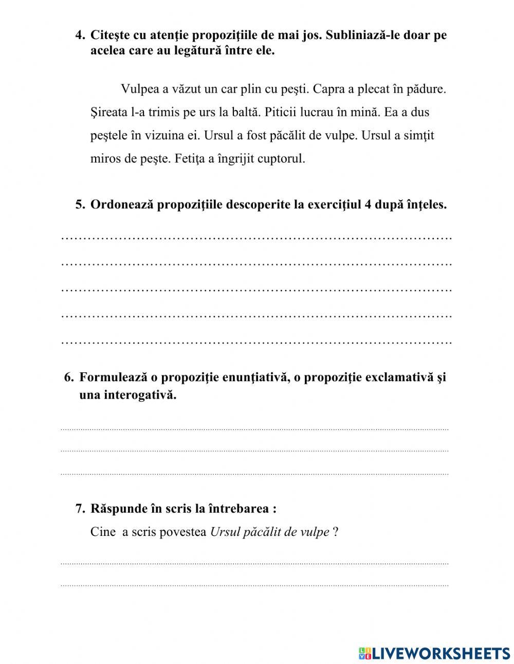 Propoziția clasa a II-a