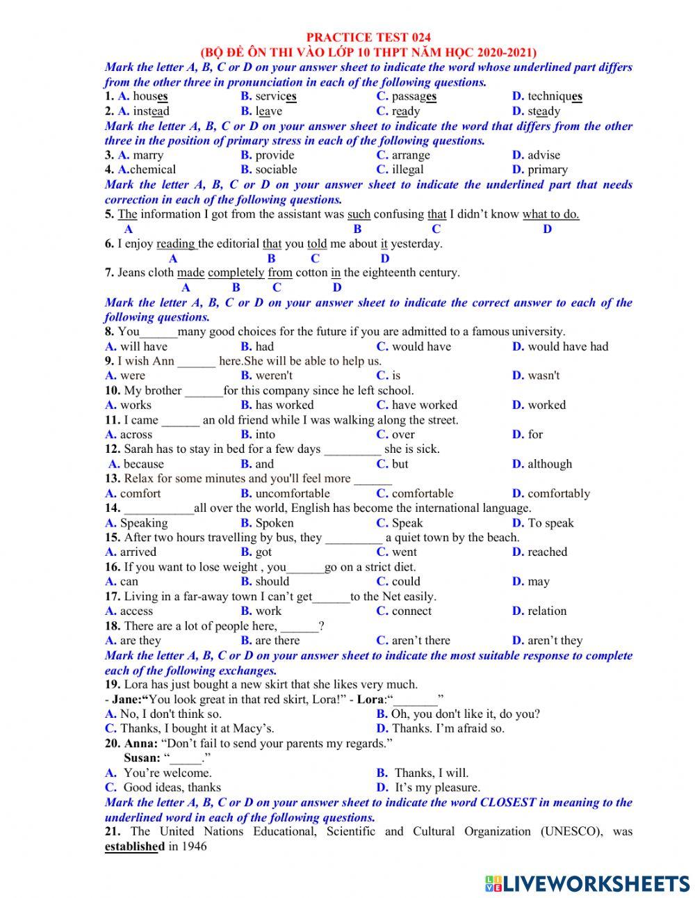 Ôn thi vào 10 - đề 24- 40tn