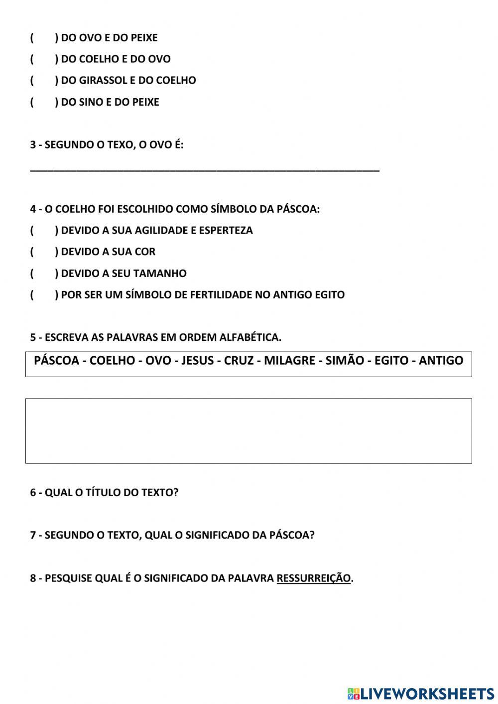 Interpretação - páscoa