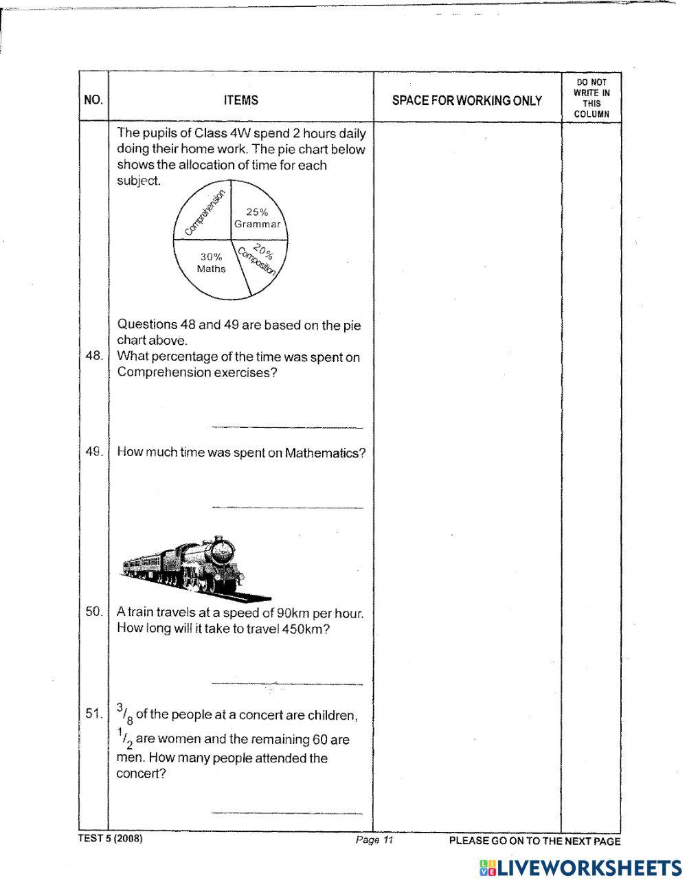 Practice Paper Mathematics worksheet | Live Worksheets
