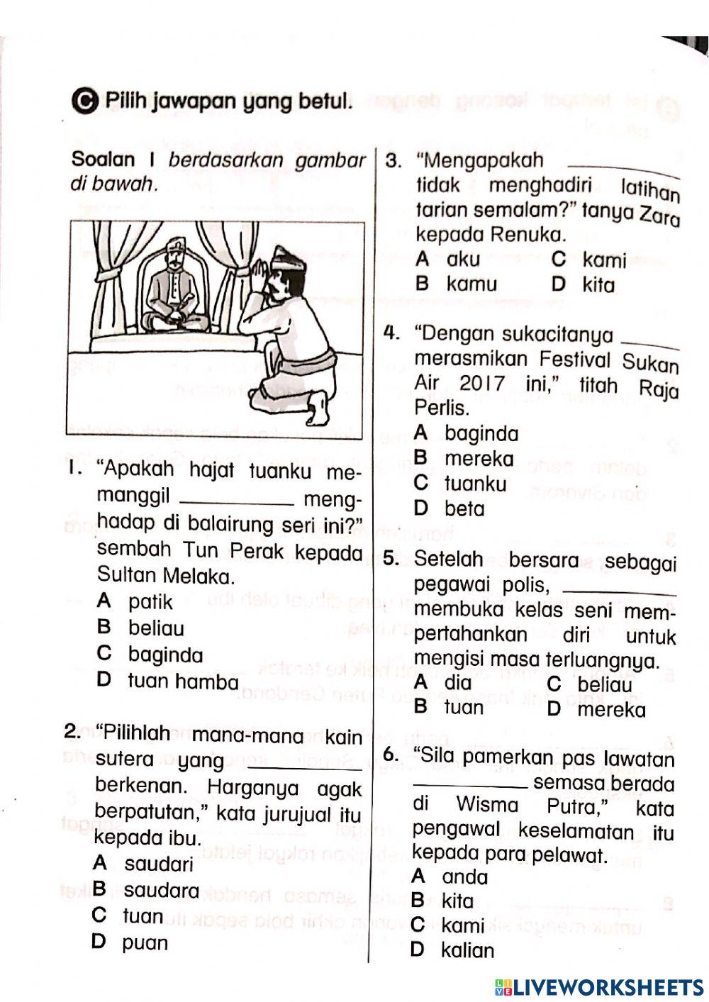 Isi tempat kosong tahap 1