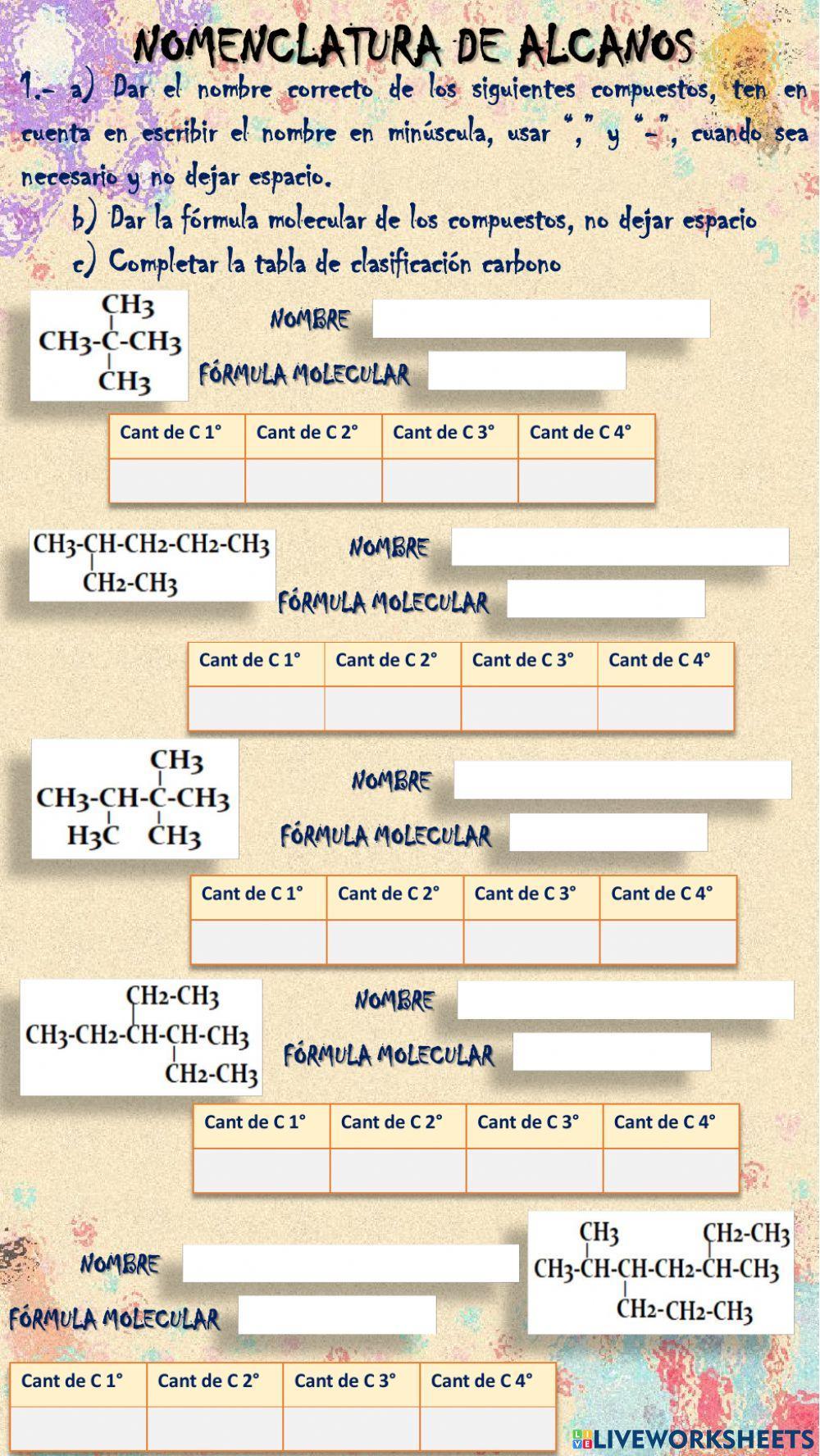 Nomenclatura de Alcanos