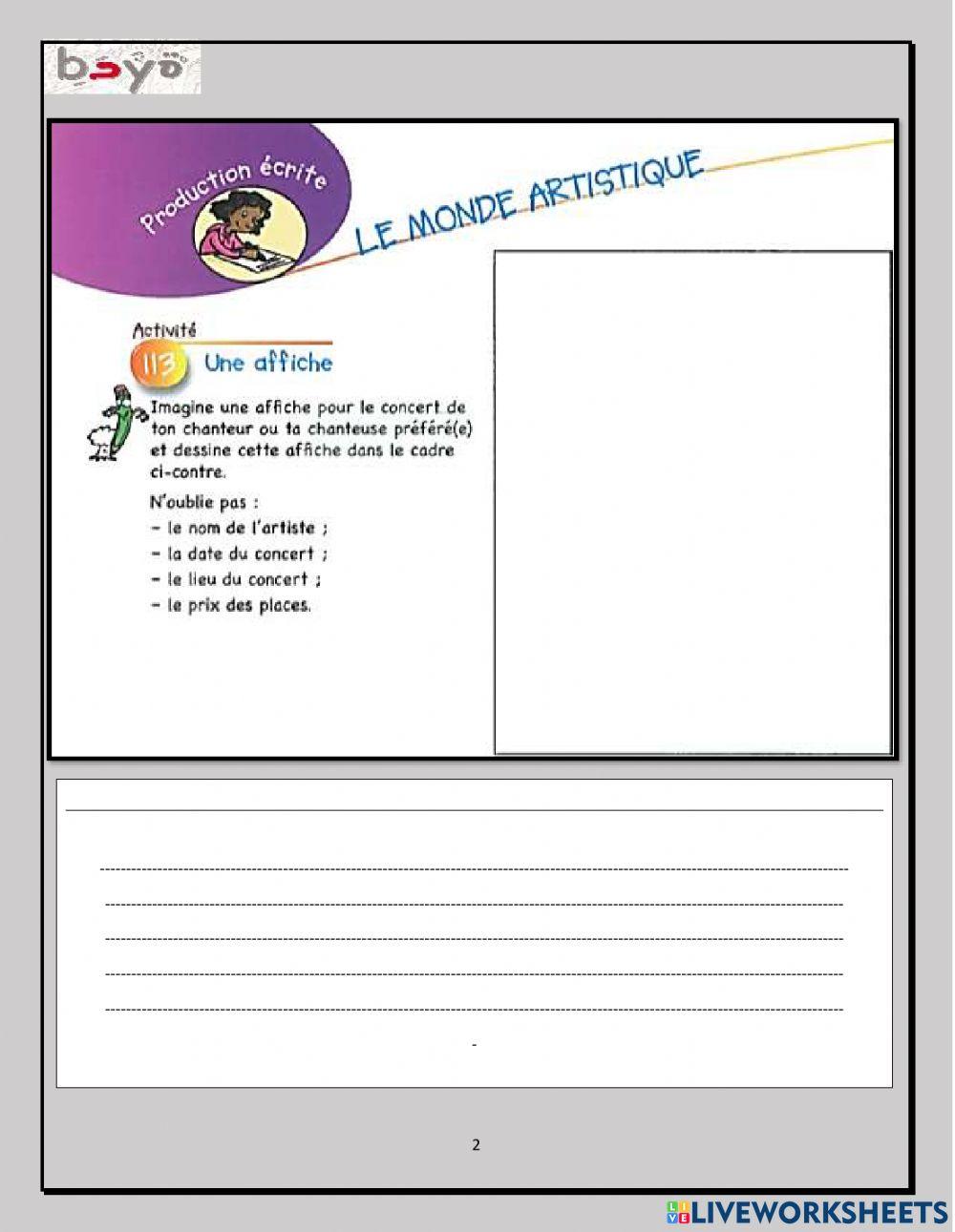 Production ecrite lieux et evenements culturels