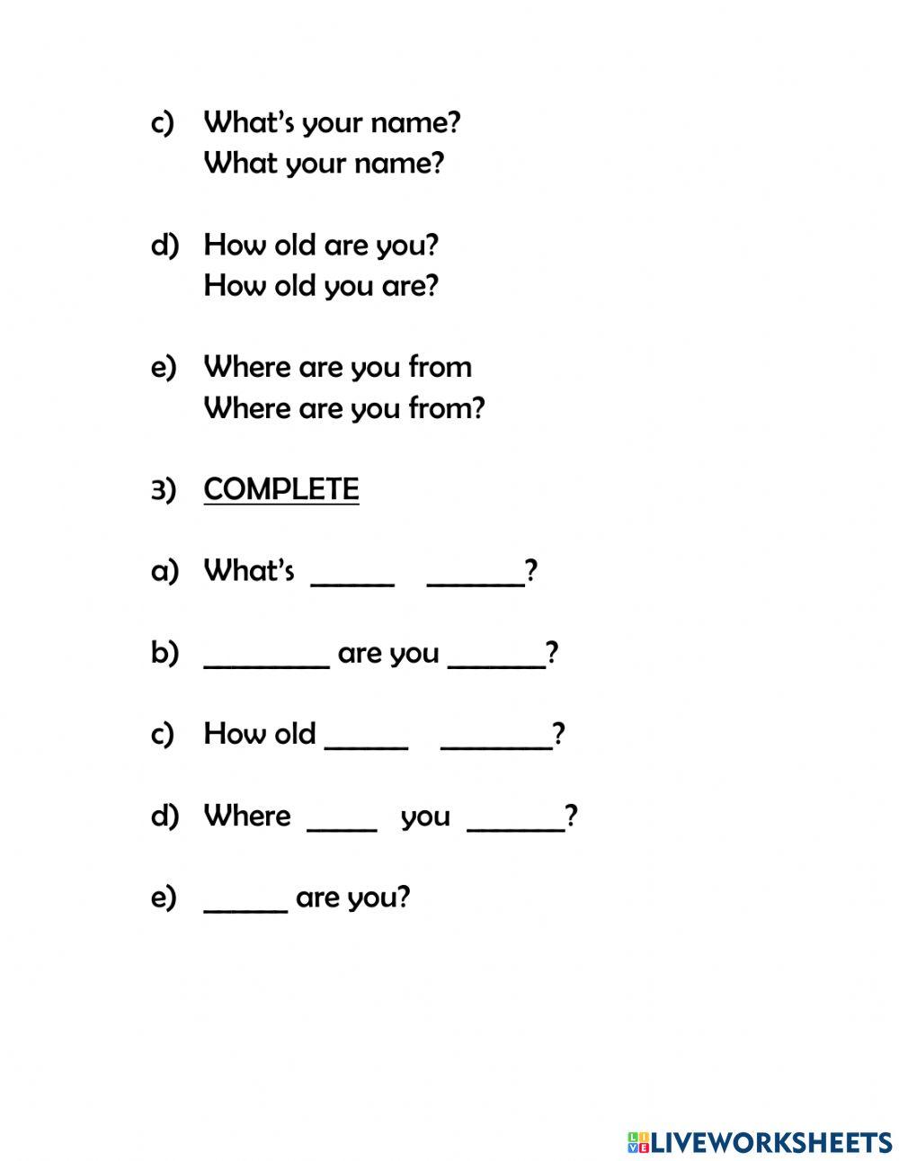 Making friends: personal information