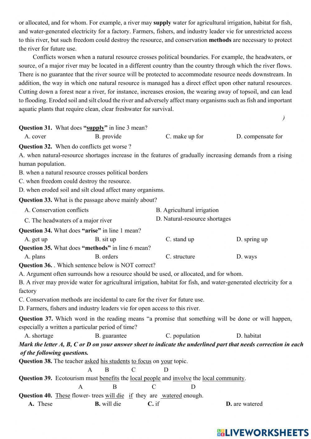 Sample test for 2nd term EXAM – grade 10 (N02)