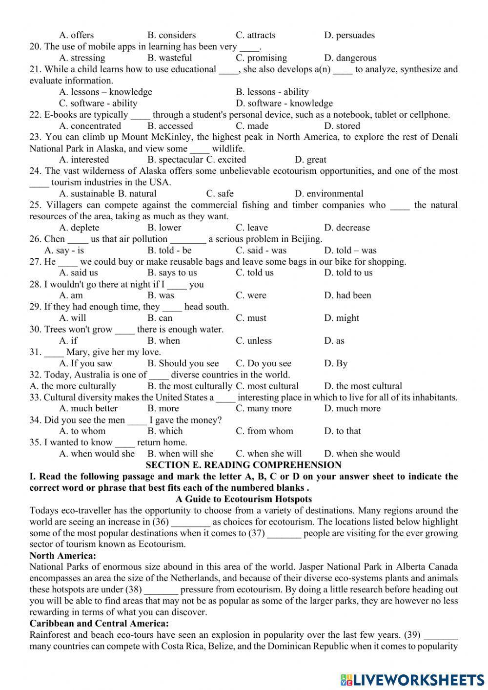 Sample test for 2nd term EXAM – grade 10 (N03)