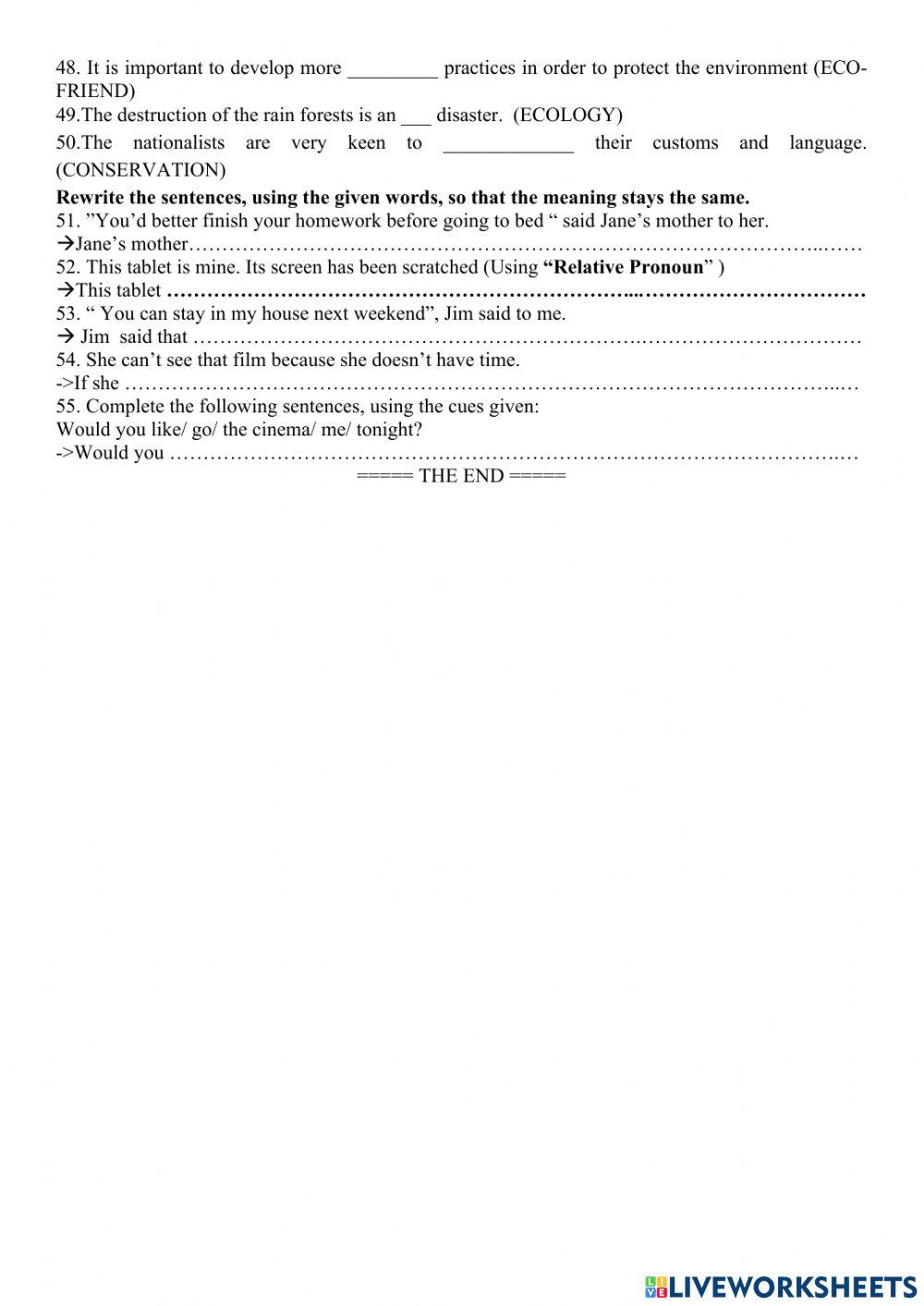 Sample test for 2nd term EXAM – grade 10 (N04)