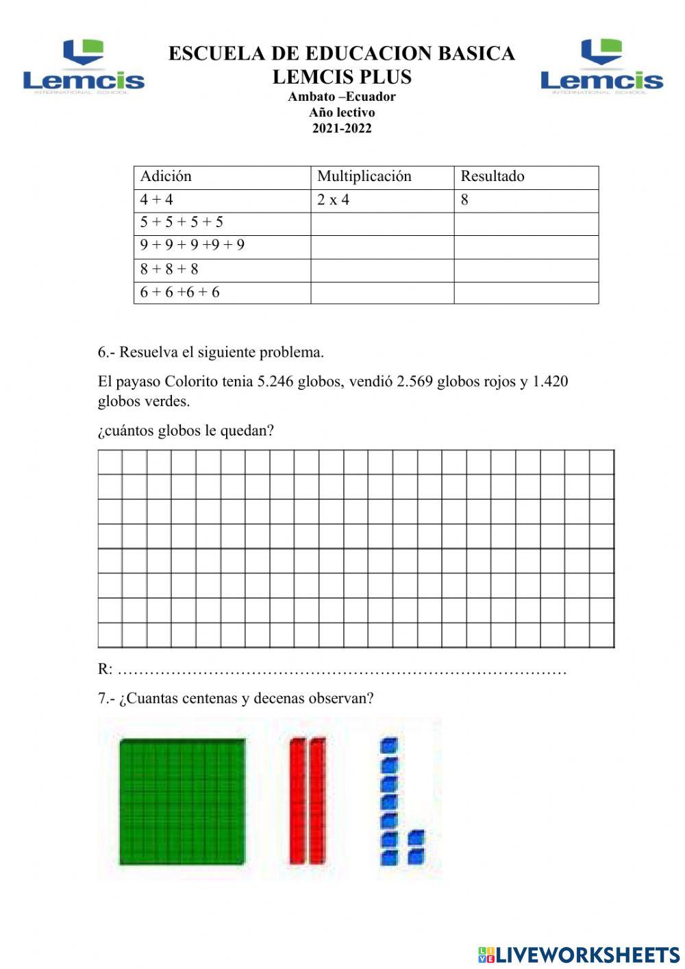 Evaluacion p 1 q2 mate 3ro