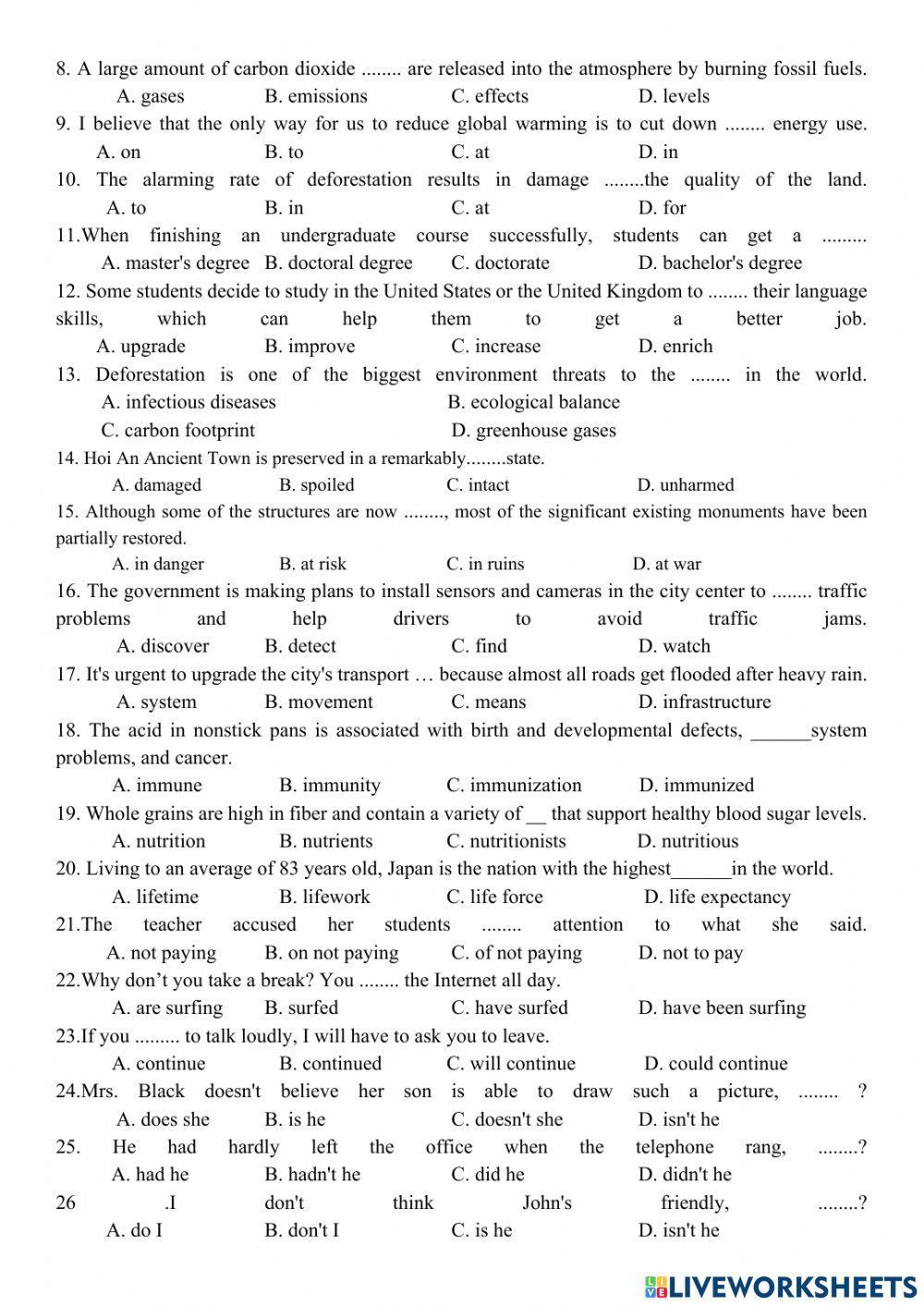 Revision for the 2nd term test – no1 (grade 11)