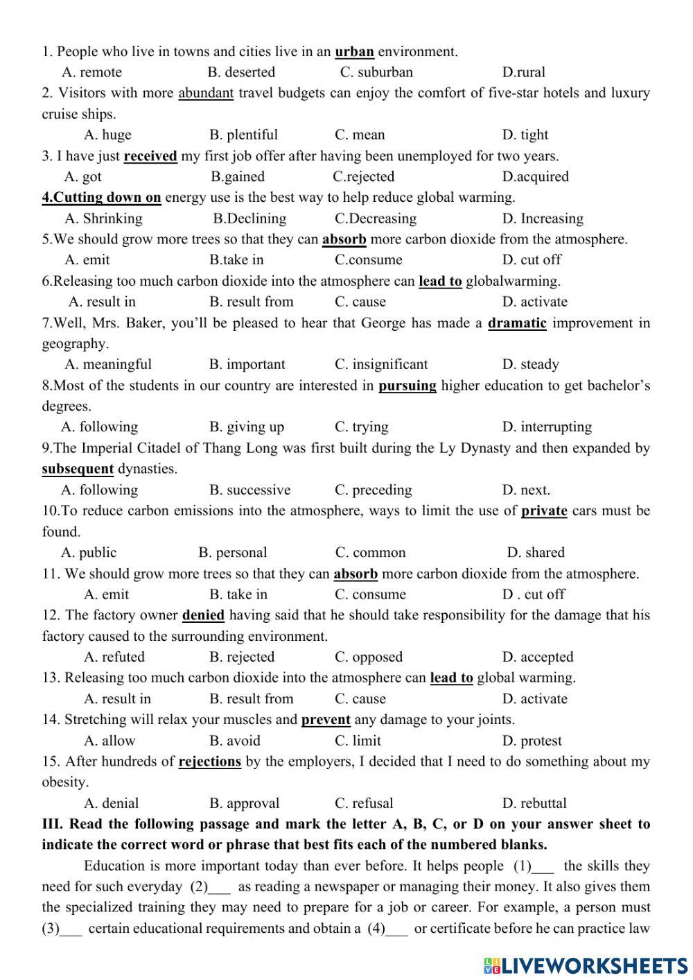 Revision for the 2nd term test – no2 (grade 11)