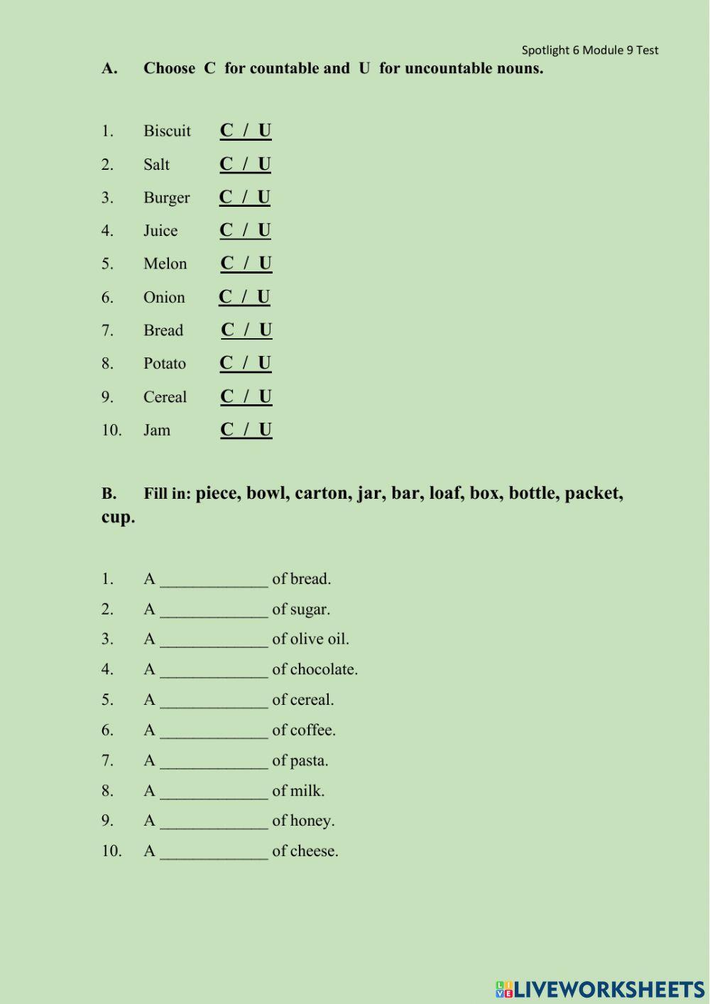 Spotlight 6 Module 9 Test