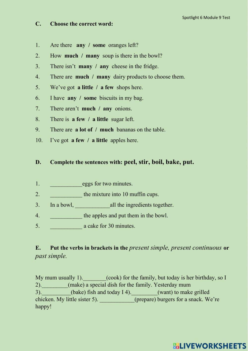Spotlight 6 Module 9 Test