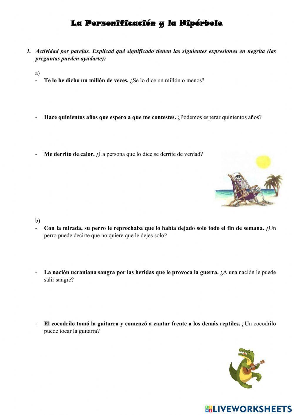 La personificación y la hipérbole