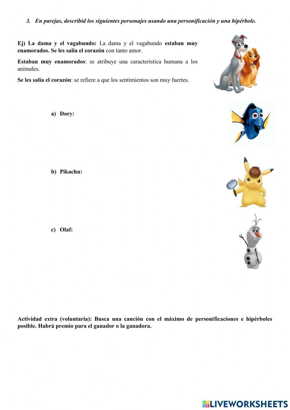 La personificación y la hipérbole