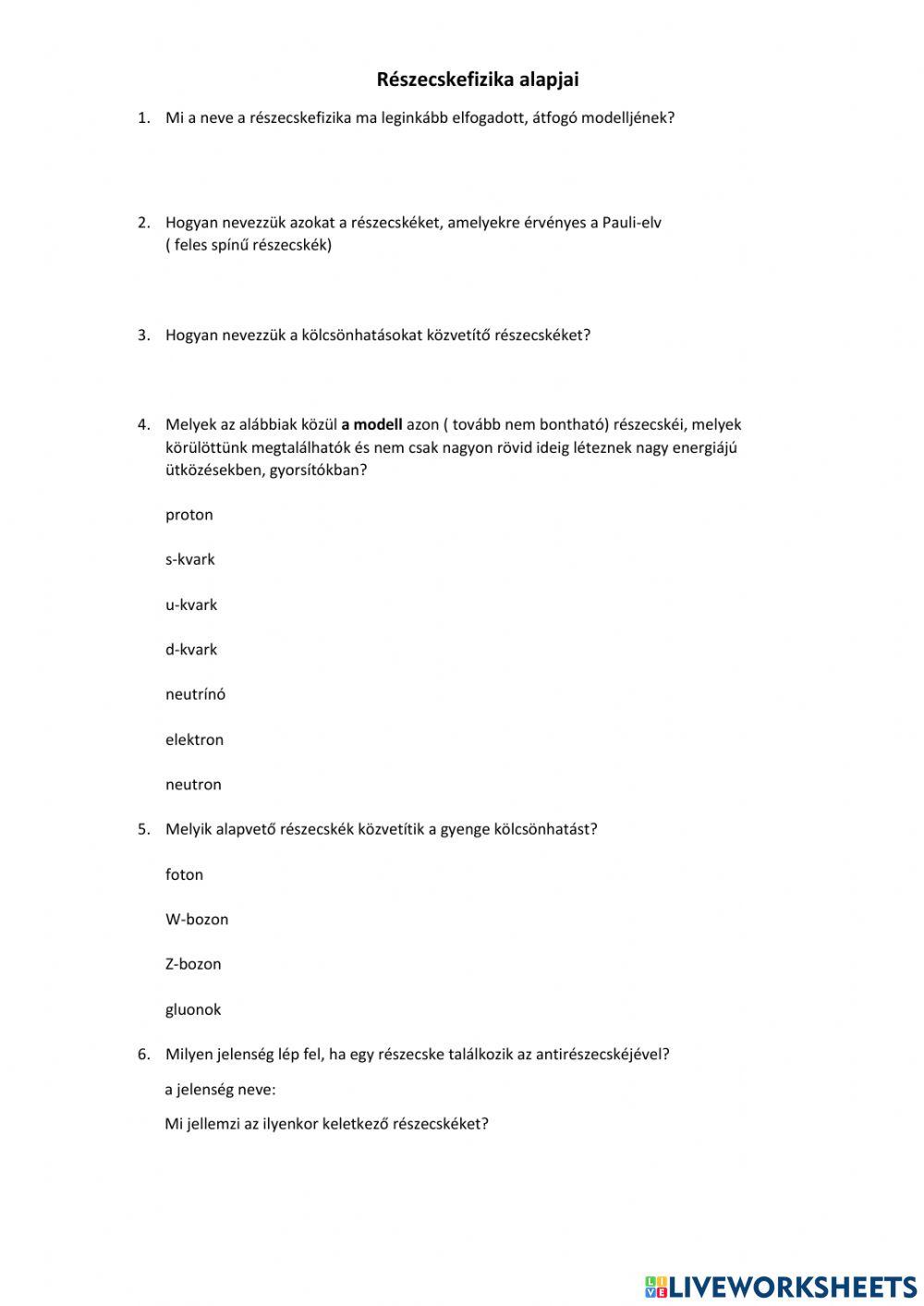 Részecskefizika, relativitáselmélet alapjai