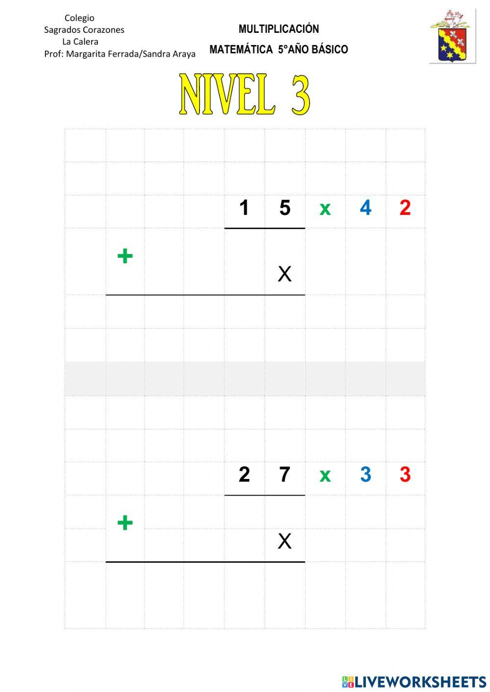 Multiplicaciones Nivel 3
