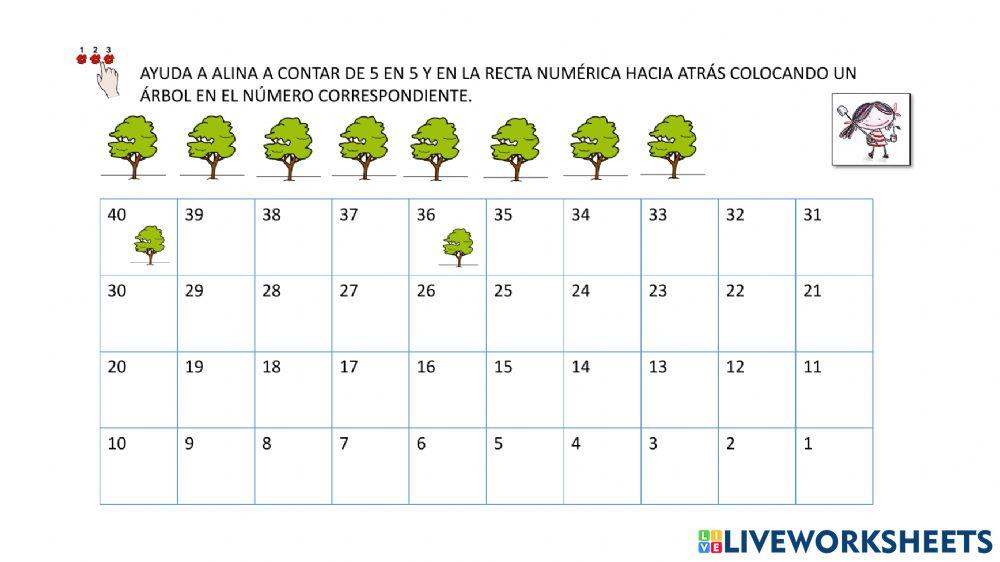 Contar de 2-2 y 5-5. Un árbol.