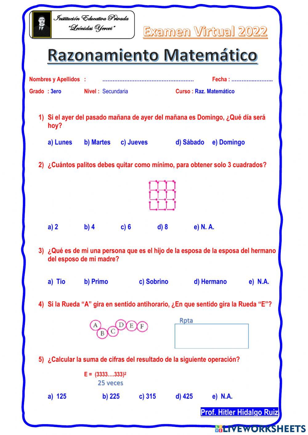 Razonamiento Matemático 2do