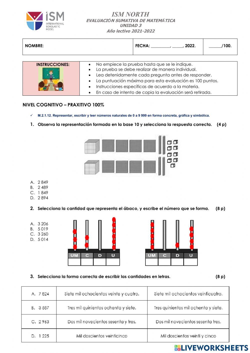 Evaluación Unidad 3
