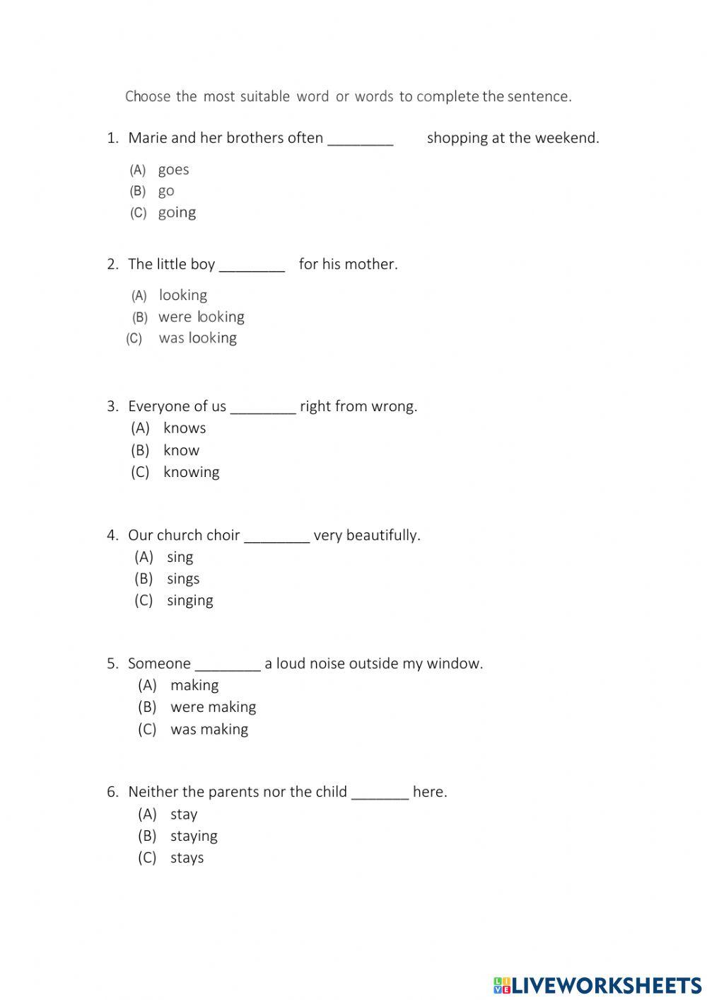 Subject & Verb Agreement