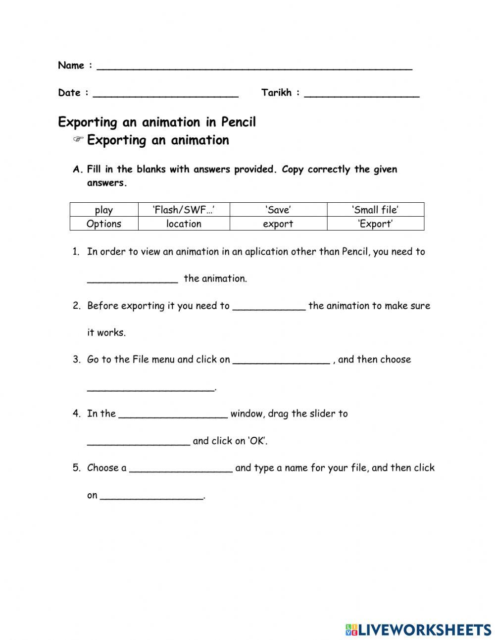 Exporting an animation Yr6