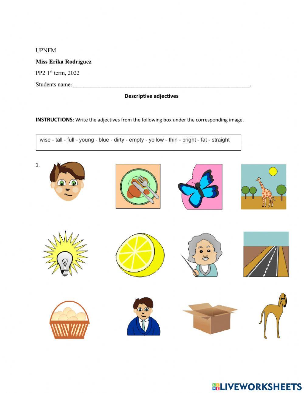 Descriptive adjectives