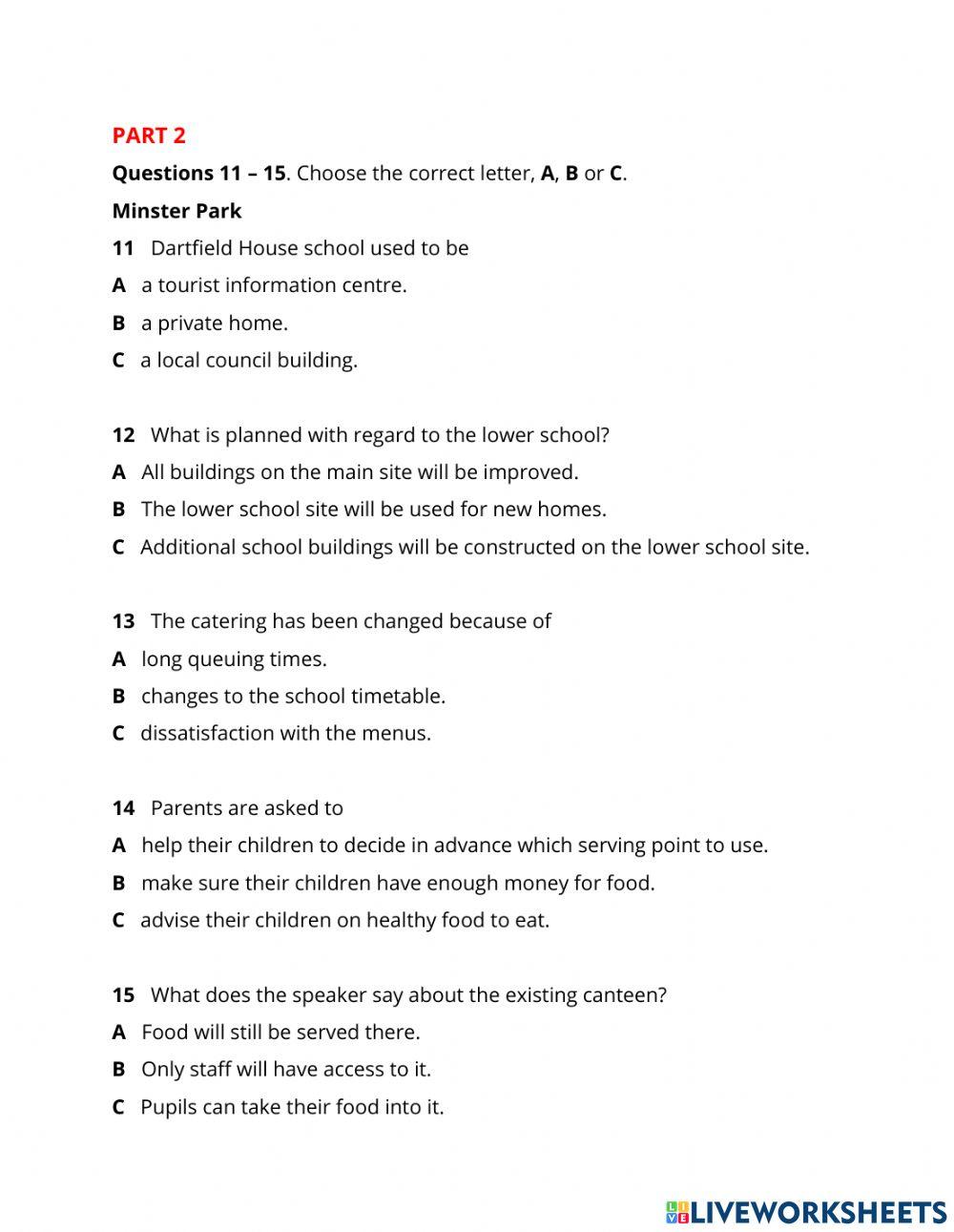 CAM 16 Listening Test 2 section 1&2