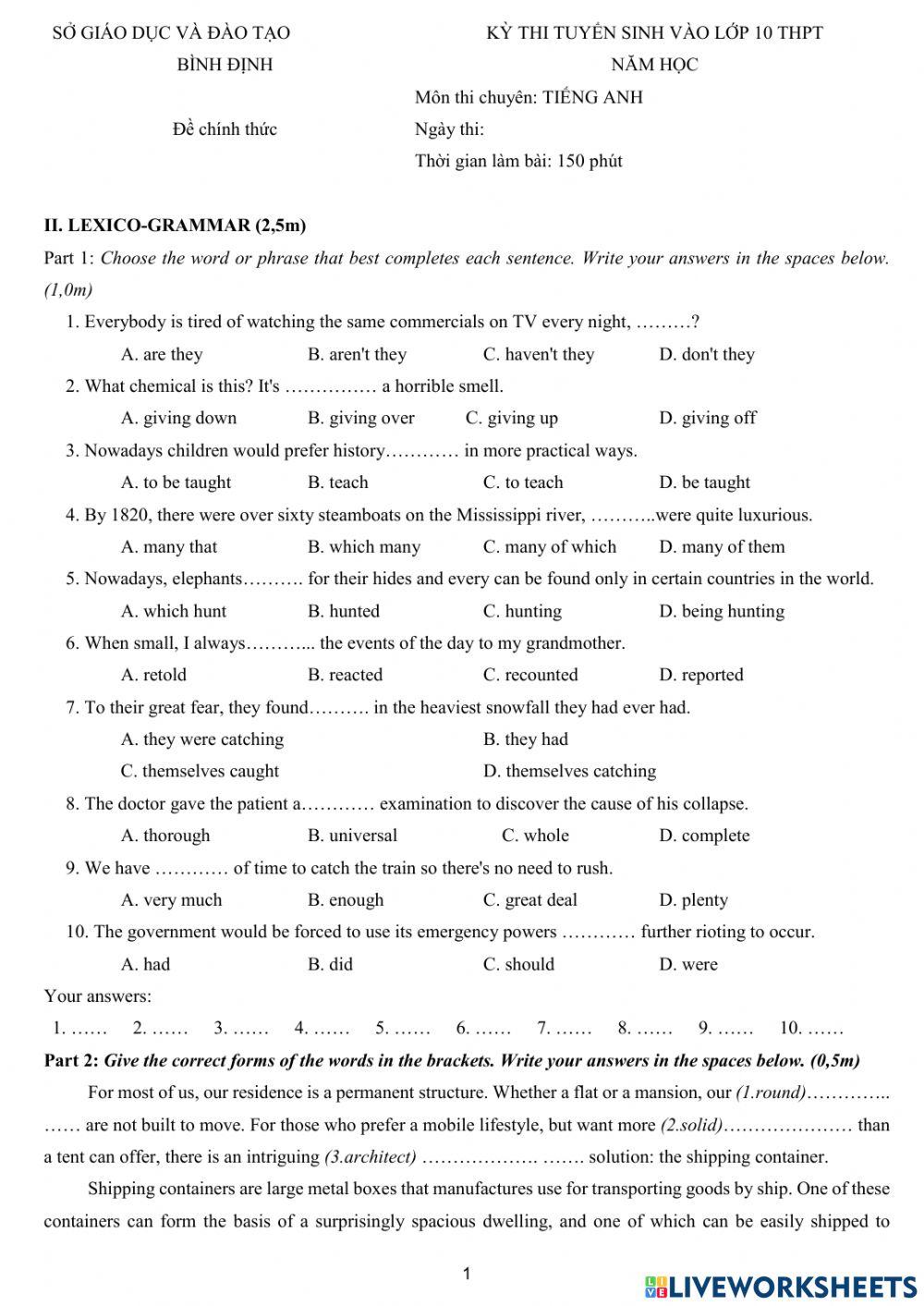 Kỳ thi tuyển sinh vào lớp 10 thpt chuyên