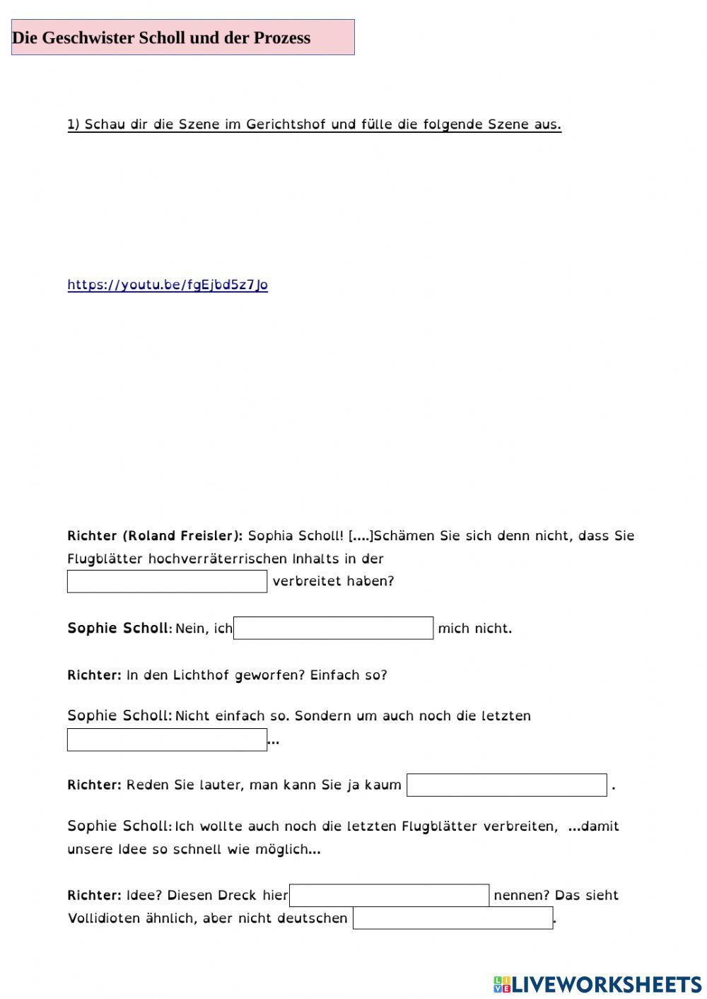 Sophie Scholl vor dem Gerichtshof