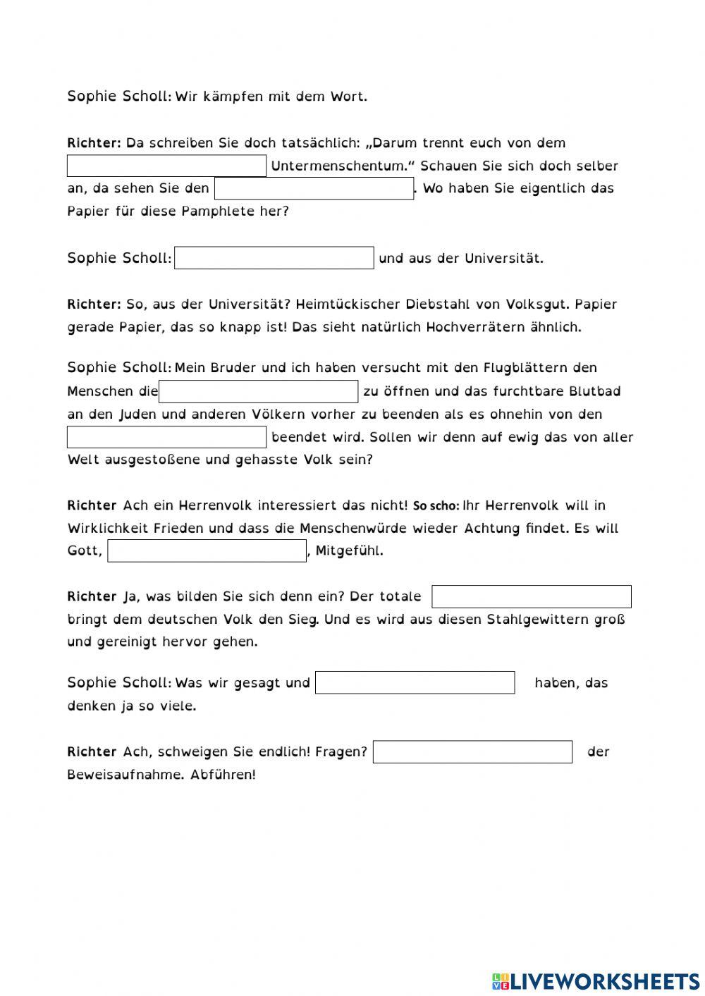 Sophie Scholl vor dem Gerichtshof